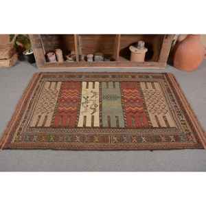 Alfombra tradicional de retazos marrón Beige de 3,9x6 pies Vintage lana turca Faux Rabbit Fur látex sala de estar pasillo decoraciones - Product Image 4