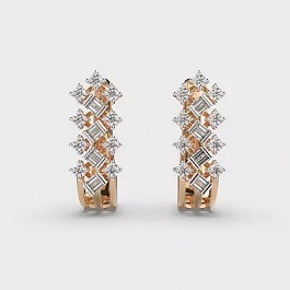 Boucles d'oreilles clous en or 14 carats au design simple pour femmes avec diamants ronds de laboratoire, cadeau pour femmes - Product Image 2
