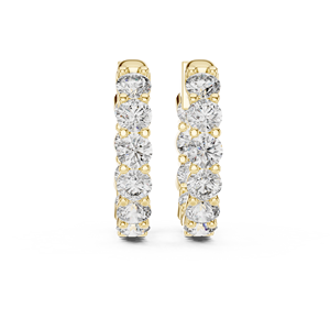 18K Yellow Gold Lab Grown Diamond Inside Out Huggie <b>Hoop</b> <b>Earrings</b> Graduated Round Diamond Anniversary <b>Earring</b> OEM ODM Factory - Product Image 4