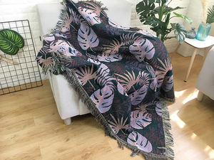 Jeté et couverture en coton/polyester tissé jacquard de style forêt tropicale moderne, 50x60 pouces, portable pour toutes les saisons - Product Image 3