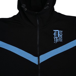 ชุดวอร์มผ้าฟลีซสองชิ้นพร้อมโลโก้ปักและพลอยเทียมสำหรับผู้ชายชุดออกกำลังกายกางเกงออกกำลังกายในยิมสีดำและน้ำเงิน - Product Image 4