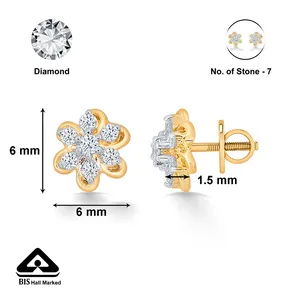 ต่างหูเพชรเม็ดเดี่ยวสีเหลืองทองสำหรับผู้หญิง - Product Image 5
