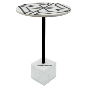 Table d'appoint en marbre de qualité supérieure, nouveau design, plateau rond en marbre avec acier inoxydable pour salon - Product Image 1