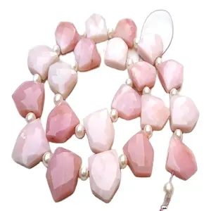 Eye Catching Super quality 1 Strand Faceted Pentagon Shape Briolette Beads Natural Pink Opal Gemstone Wholesale