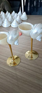 Seashell wine glass artisan made with polished shell surface and balanced shape for decorative use and resale - Product Image 5