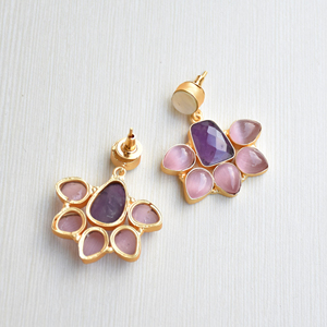 Pendientes Colgantes de Latón de Moda, Diseño de Piedra Natural en Bruto para Exportación, Latón Chapado en Rodio, Diseño Boho Chic, Lotes de Moda al por Mayor - Product Image 5