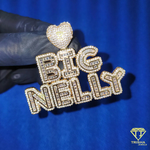 Personalizado BIG NELLY Iced Out corazón colgante personalizado Bling moissaniteDiamond letras colgante, lujo Hip Hop joyería regalo - Product Image 3