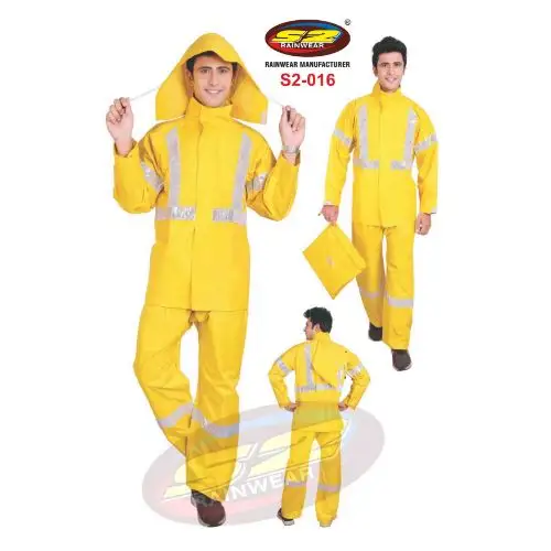 工場カスタムトップセール黄色厚PVC 100% 防水通気性レインコート男性用インド販売者