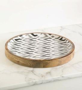 Plateau rond en bois émaillé Plateau en bois - Product Image 3