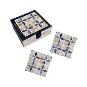 Haute qualité artisanat nacre incrustation caboteur plateau bol cadeau vadrouille coquille incrustation sous-verres avec personnaliser caboteur en pierre - Product Image 1