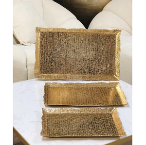 ถาดเสิร์ฟช็อคโกแลตแบบมีพื้นผิวทำจากอลูมิเนียมเคลือบทองสำหรับงานเลี้ยงงานแต่งงานและที่เสิร์ฟกาแฟ - Product Image 6