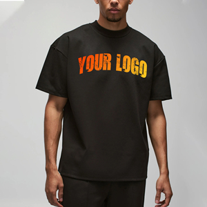 Camisetas hechas a medida para hombre, 100% algodón grueso, 250 GSM, logotipos impresos personalizados, camiseta de Hip Hop de gran tamaño para hombre - Product Image 3