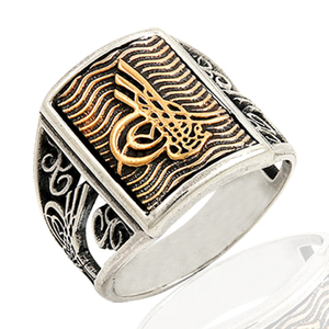 De moda gran elegante 925K de plata esterlina tradicional otomana Tugra anillo de los hombres al por mayor Turquía hombres Nueva joyería de diseñador - Product Image 2