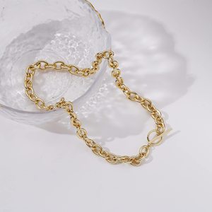 Collar de palanca gruesa dorada con cadena de eslabones gruesos de 45cm Pieza llamativa para mujeres y hombres para ocasiones de regalo - Product Image 3