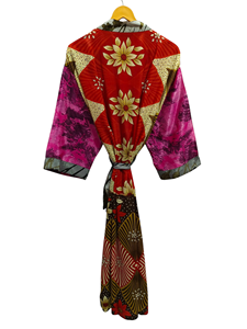 Sari Tissu Kimono Léger Robe Multi Couleur Robe Wrap Robe Femme D'été Sari Soie Kimono Taille Libre Robe - Product Image 3