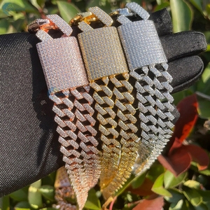 Gold Plated Iced Out VVS1 Lab Grown Diamond <b>Cuban</b> <b>Link</b> <b>Chain</b> 22MM Hip Hop <b>Chain</b> 925 Sterling <b>Silver</b> Miami <b>Cuban</b> <b>Chain</b> - Product Image 6