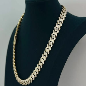 Miami Luxury 925 Sterling Silver Cuban Link Chain Entièrement Iced Moissanite Diamond VVS Tester Check for Gift - Product Image 2