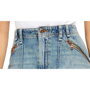 Minigonna in denim blu casual da donna Free People, taglia 24, con stampa graziosa, silhouette a pieghe e logo in vita, perfetta per l'estate e l'autunno - Product Image 2