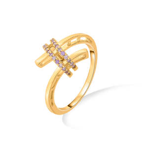 แหวนค็อกเทลประดับพลอยชุบทอง 18K ทรงเรขาคณิตแบบกรงเล็บ สไตล์ฮิปฮอป - Product Image 4