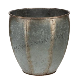 Kit de macetas para jardín al aire libre con forma de flor grande de hierro de Metal galvanizado Vintage de alta calidad con acabado antiguo incluido - Product Image 6