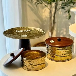 Juego de Recipientes Cilíndricos de Metal Dorado para Cocina de Lujo, Tapa de Metal, Martillado a Mano, Clásico, Ecológico, Apto para Alimentos, Especias, Azúcar - Product Image 1