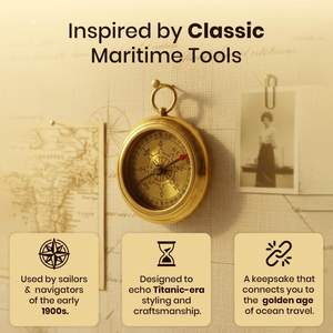 Boussole classique en cuivre faite à la main avec motif circulaire, légère, entièrement fonctionnelle, instrument de navigation, cadeau de collection - Product Image 2
