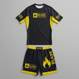 Conjunto de Rashguard de Cobertura Completa y Pantalones Cortos de Jiu Jitsu Blaze Fight Wear para Hombres y Mujeres, para Entrenamiento de BJJ, MMA y Jiu Jitsu, para Adultos - Product Image 2