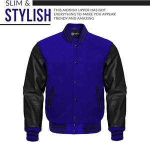 OEM Custom Embroidery Worsted <b>Patch</b> Polyester Men College Varsity Letterman Winter <b>Jacket</b> Breathable Thick Stand Collar Front - Product Image 2