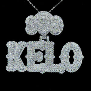 Colgante de Lujo Personalizado con Incrustaciones de Moissanita, Chapado en Oro sobre Plata 925, Estilo Hip Hop, Colgante con Letras - Product Image 1