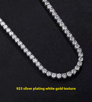 Chaîne de diamant Moissanite Chaîne de collier en argent 925 plaqué or 2mm 3mm 4mm Collier Moissanite de haute qualité coupe ronde