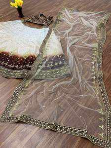 Vêtements de fête de mariage les plus tendances Japon Satin Soie Broderie Séquence Codding Travail Lehenga Choli Avec Dupatta - Product Image 2