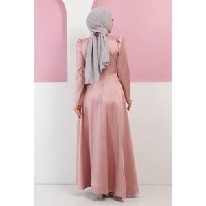 Vestido de Noche de Satén ElbiseStone Romántico con Cuello Halter, Corte A, Largo Maxi hasta el Suelo, con Encaje y Patrón Pintado, Tejido de Punto Sencillo - Product Image 5