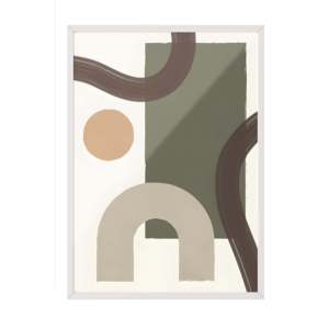 Conjunto de póster y marco Art Deco de la serie Comfort con marco negro, geometría terrosa No2, colección de arte mural - Product Image 1