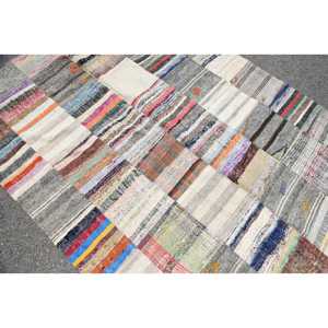 พรมตุรกีขนาด 5.5x7.4 ฟุต พรมวินเทจขนาดใหญ่ พรมสีเบจไล่เฉด - Product Image 5
