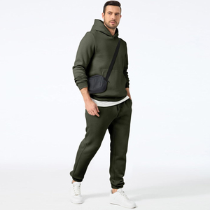 Luxury 400GSM Tech Fleece Tracksuit Men Two Tone Navy Black <b>Hoodie</b> Joggers Set Custom <b>Printed</b> Sportswear Modern Street Style - Product Image 1