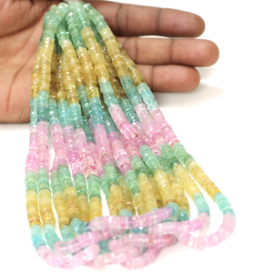 Perles Heishi facettées multicolores : Pierre précieuse naturelle AAA (5-7 mm) - Product Image 1