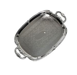 ELEGANT DESIGNS BT-5090 Durable Powder Coated Brass Metal Restaurant & Hotel Decor Serving <b>Tray</b> for Home Use Food Contact Safe - Product Image 1