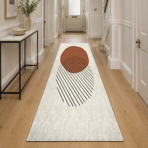Alfombra de Chenilla Lavable a Máquina con Estampado Digital Persa Bohemio en Terracota Dorado, Antideslizante, Modelo LXDP-0377 de RUGS DEPOT, Venta al Por Mayor - Product Image 5