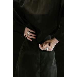 Mira Sculptural Silver Diamond Cigar Band <b>Ring</b> for Parties - Product Image 6