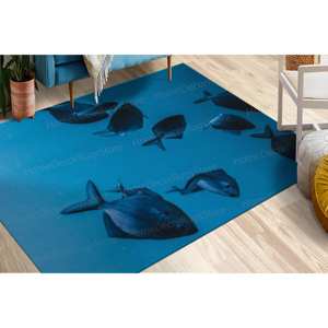 Tapis imprimé : Tapis de couloir personnalisé antidérapant, motif animal marin côtier, fin et décoratif, avec poils doux - Product Image 1