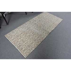 พรมวินเทจลายดอกไม้สีขาว ขนาด 2.8x6 ฟุต ผลิตในตุรกี ทำจากขนสัตว์ - Product Image 4