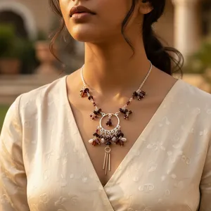 สร้อยคอแฟชั่นประดับพลอยโกเมนเงินแท้ 925 สำหรับผู้หญิง - Product Image 2