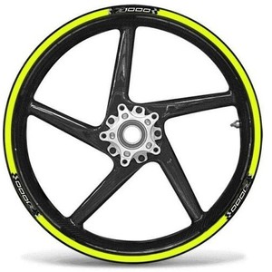 17 \ "strisce cerchio moto Kawasaki Z1000 compatibile segno giallo fluorescente - Product Image 2