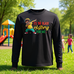 <b>Black</b> History Month Kids Long Sleeve T-<b>Shirt</b> Dab Design Crew Neck For <b>Boys</b> - Product Image 2