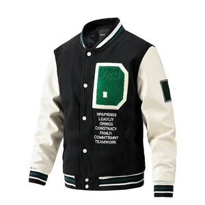 Chaqueta Varsity de Béisbol para Hombre, de Algodón y Poliéster, con Cuello Alto, Letras Bordadas, de Alta Calidad, Impermeable, Cómoda y Personalizable - Product Image 1