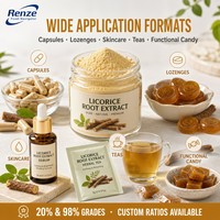 Extrait de racine de réglisse, acide glycyrrhizique 20% 98%, poudre fine, extrait botanique pour suppléments et pastilles