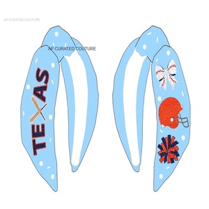 Diademas de cuentas de semillas de Gameday a la moda, accesorio para el cabello anudado con perlas de cristal, accesorio para el día del juego - Product Image 3