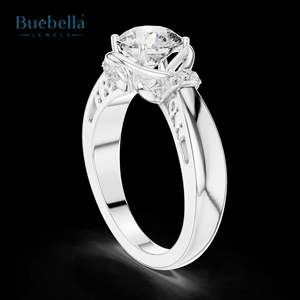 Gran oferta Original 925 plata esterlina corte redondo Vvs Moissanite diamante anillo único para mujer regalo - Product Image 4