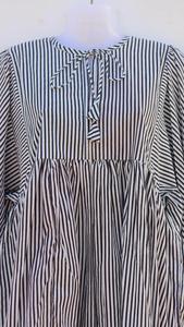 Vestido MIDI de alta calidad con cuello profundo y cordón más cerca a rayas vestido largo con estampado de bloques - Product Image 2