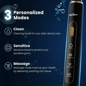 Sejoy Brosse à dents électrique rechargeable pour adultes et enfants 7 têtes de dents de nettoyage doux avec 3 modes Type de poils moyens - Product Image 4